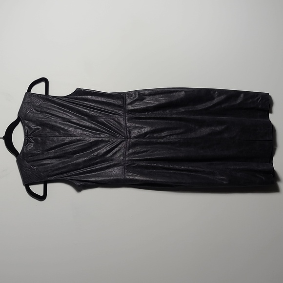VINCE CAMUTO Leather Look Mini (Above the knee) Dress in Gun Metal Size 6 - Picture 9 of 14